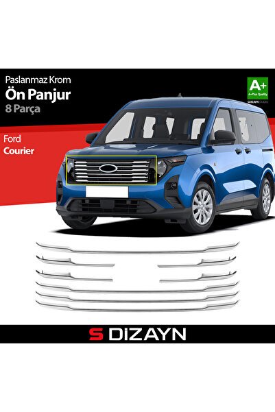 S-Dizayn Ford Courier Krom Ön Panjur 8 Prç. 2023 Üzeri A+ Kalite 5922180
