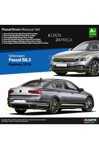 S-Dizayn VW Passat B8.5 Business Krom Aksesuar Seti 24 Parça 2019-2023 A+Kalite 7619STBS