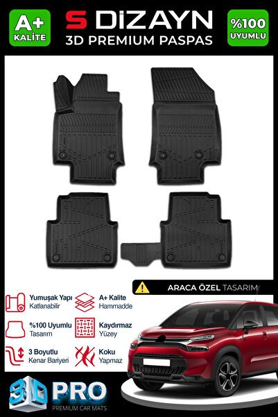 S-Dizayn Citroen C3 Aircross 3D Pro Havuzlu Paspas 2017-2024 A+ Kalite 3DS-SDZ103