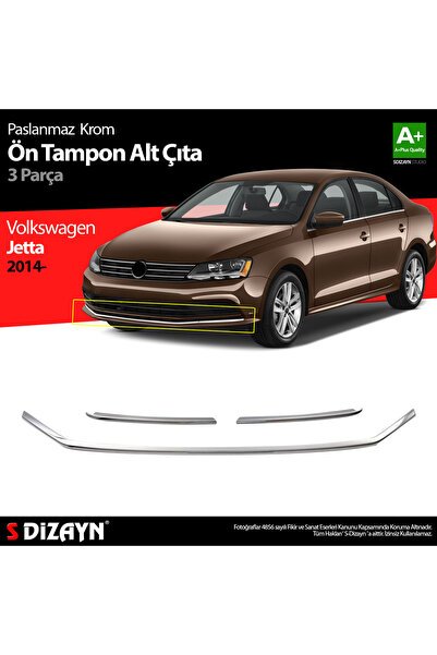 S-Dizayn VW Jetta Krom Ön Tampon Çıta 3 Prç. 2014-2019 7614192