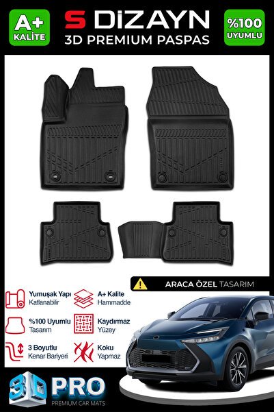 S-Dizayn Toyota C-HR 3D Pro Havuzlu Paspas 2023 Üzeri A+ Kalite 3DS-SDZ206