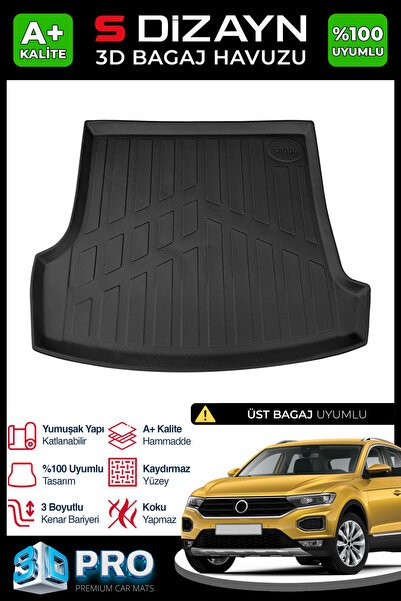 S-Dizayn VW T-Roc 3D Pro Bagaj Havuzu Üst Bagaj 2019 Üzeri A+ Kalite 3BH-SDZ060