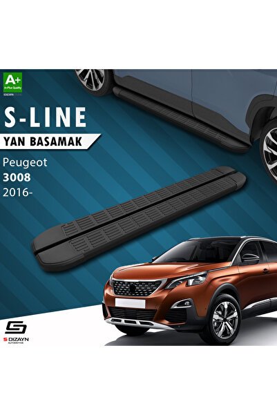 Peugeot 3008 2 S-Line Siyah Yan Basamak 183 Cm 2016-2023 A+ Kalite PE-382-YBS-SL-SA-183