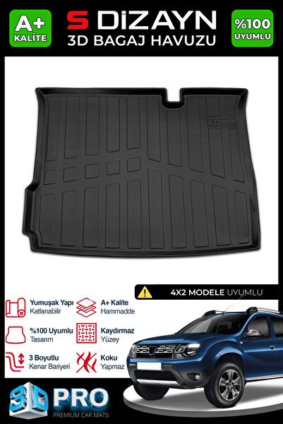 S-Dizayn Dacia Duster 4X2 3D Pro Bagaj Havuzu 2018-2022 A+ Kalite 3BH-SDZ190-X2