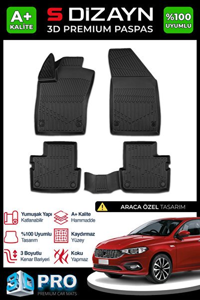 S-Dizayn Fiat Egea Sedan 3D Pro Havuzlu Paspas 2015 Üzeri A+ Kalite 3DS-SDZ023