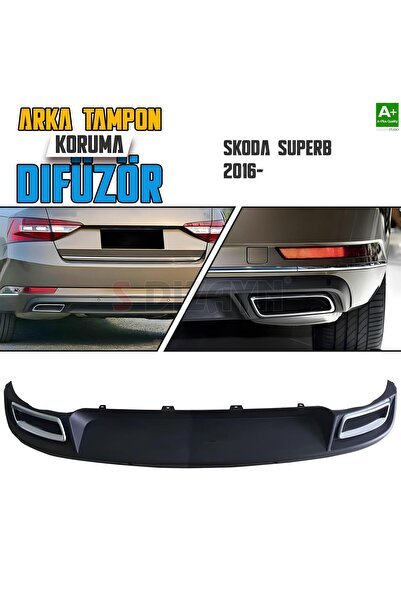 S-Dizayn Skoda SuperB Arka Tampon Koruma Difüzör Egzozlu OEM Stil 2016-2023 A+ Kalite SK-SB8-ADE