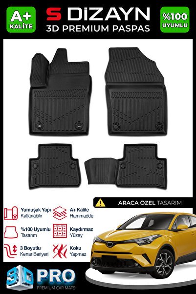 S-Dizayn Toyota C-HR 3D Pro Havuzlu Paspas 2016-2023 A+ Kalite 3DS-SDZ086