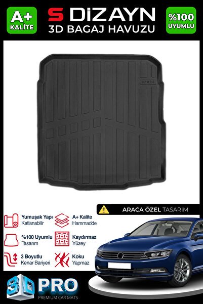 S-Dizayn VW Passat B8 3D Pro Bagaj Havuzu 2015-2023 A+ Kalite 3BH-SDZ014