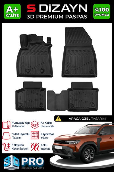 S-Dizayn Renault Duster 4x4 3D Pro Havuzlu Paspas 2024 Üzeri A+ Kalite 3DS-SDZ171