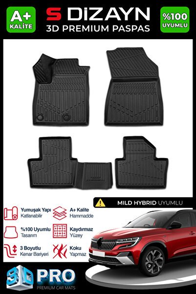 S-Dizayn Renault Austral Mild Hybrid 3D Pro Havuzlu Paspas 2023 Üzeri A+ Kalite 3DS-SDZ051