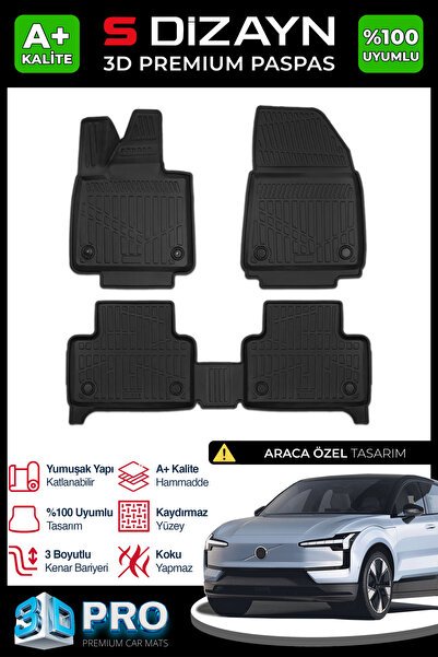 S-Dizayn Volvo EX30 3D Pro Havuzlu Paspas 2025 Üzeri A+ Kalite 3DS-SDZ305