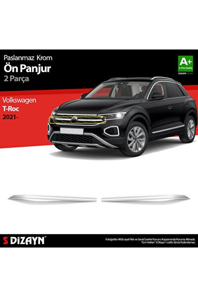 S-Dizayn VW T-Roc Makyajlı Krom Ön Panjur 2 Prç. 2021 Üzeri 7636180