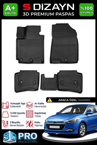 S-Dizayn Hyundai i20 3D Pro Havuzlu Paspas 2014-2018 A+ Kalite 3DS-SDZ065