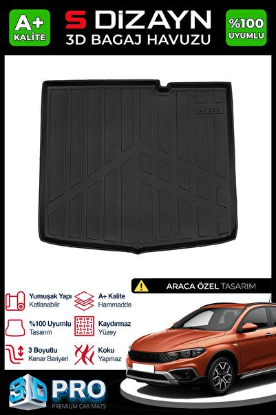 S-Dizayn Fiat Egea Cross 3D Pro Bagaj Havuzu 2020 Üzeri A+ Kalite 3BH-SDZ089