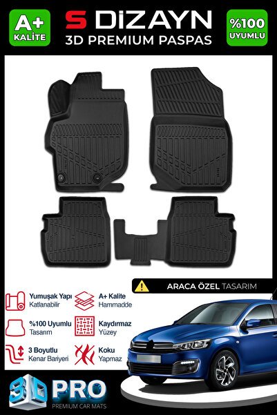 S-Dizayn Citroen C-Elysee 3D Pro Havuzlu Paspas 2012-2017 A+ Kalite 3DS-SDZ059