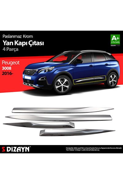 S-Dizayn Peugeot 3008 Krom Yan Kapı Çıtası 4 Prç. 2016-2023 6932140