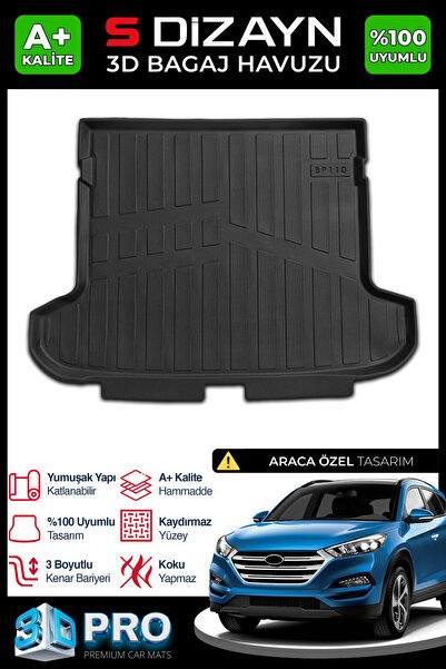 S-Dizayn Hyundai Tucson 3D Pro Bagaj Havuzu 2015-2021 A+ Kalite 3BH-SDZ091