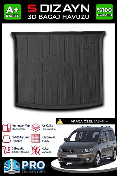 S-Dizayn VW Caddy 3D Pro Bagaj Havuzu 2010-2015 A+ Kalite 3BH-SDZ155