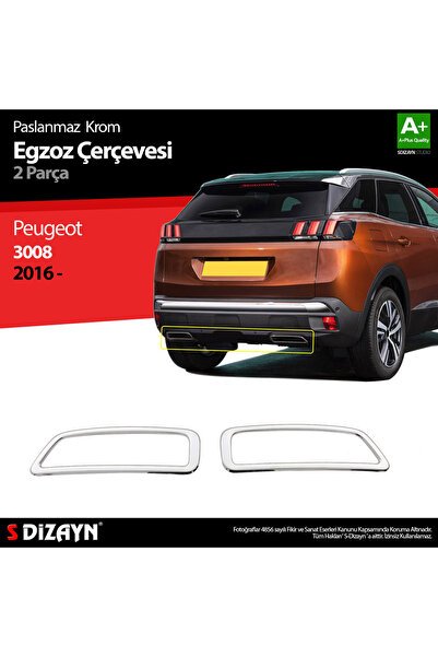 S-Dizayn Peugeot 3008 Krom Egzoz Çıkışı 2 Prç. 2016-2023 A+ Kalite 6932910