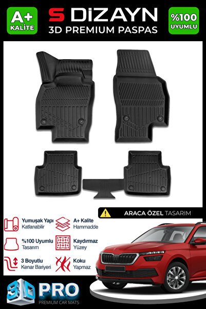 S-Dizayn Skoda Kamiq 3D Pro Havuzlu Paspas 2019 Üzeri A+ Kalite 3DS-SDZ216
