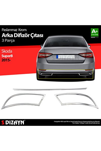 S-Dizayn Skoda Superb Krom Egzoz Çıkışı 3 Parça Set 2015-2019 7218911