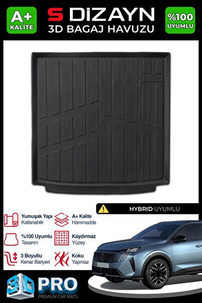 S-Dizayn Peugeot 5008 3D Pro Bagaj Havuzu 2024 Üzeri A+ Kalite 3BH-SDZ238