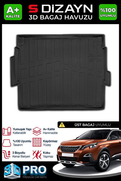 S-Dizayn Peugeot 3008 3D Pro Bagaj Havuzu Üst Bagaj 2016-2023 A+ Kalite 3BH-SDZ026