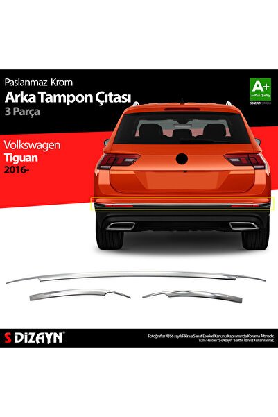 S-Dizayn VW Tiguan Krom Arka Tampon Alt Çıtası 3 Prç. 2016-2020 7647230