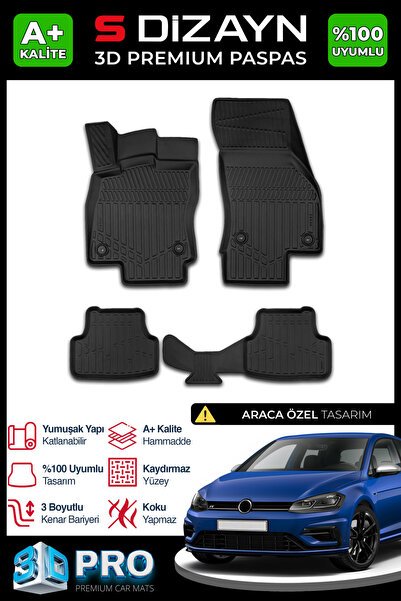 Volkswagen Golf 7 3d Pro Havuzlu Paspas 2012-2020 Uyumlu