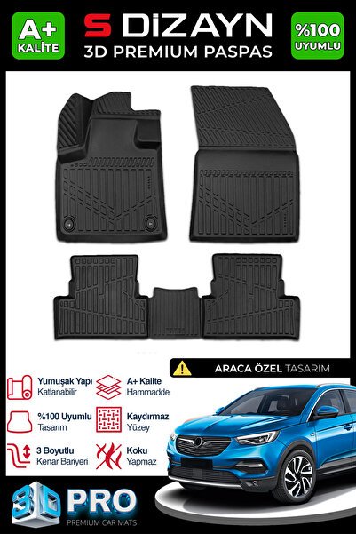 S-Dizayn Opel Grandland X 3D Pro Havuzlu Paspas 2017-2024 A+ Kalite 3DS-SDZ037