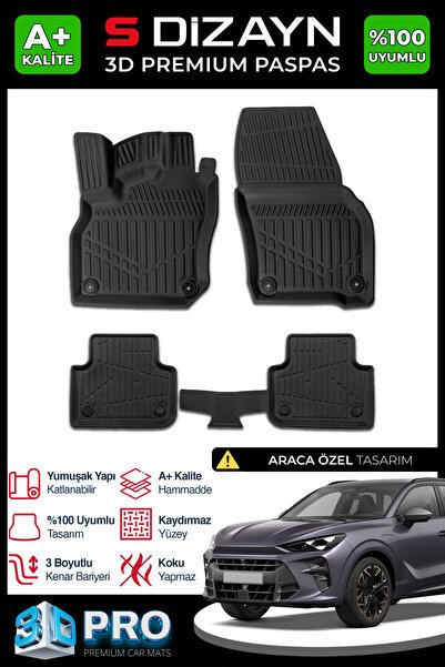 S-Dizayn Cupra Terramar 3D Pro Havuzlu Paspas 2024 Üzeri A+ Kalite 3DS-SDZ261