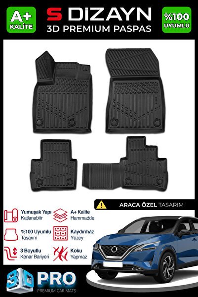 S-Dizayn Nissan Qashqai 3D Pro Havuzlu Paspas 2021 Üzeri A+ Kalite 3DS-SDZ048