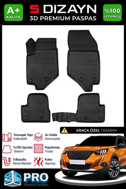 S-Dizayn Peugeot 2008 3D Pro Havuzlu Paspas 2019-2023 A+ Kalite 3DS-SDZ027