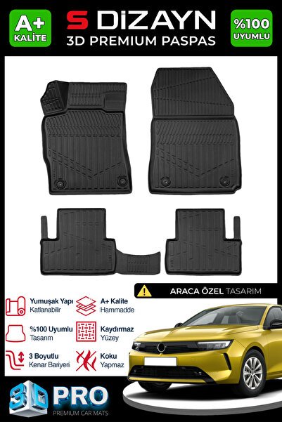 S-Dizayn Opel Astra L 3D Pro Havuzlu Paspas 2021 Üzeri A+ Kalite 3DS-SDZ021