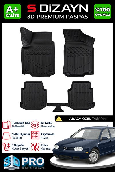 S-Dizayn VW Golf 4 3D Pro Havuzlu Paspas 1997-2005 A+ Kalite 3DS-SDZ217