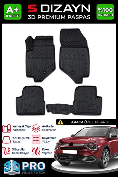 S-Dizayn Citroen C4 3D Pro Havuzlu Paspas 2021 Üzeri A+ Kalite 3DS-SDZ032