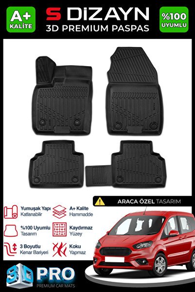 S-Dizayn Ford Courier 3D Pro Havuzlu Paspas 2014-2022 A+ Kalite 3DS-SDZ057