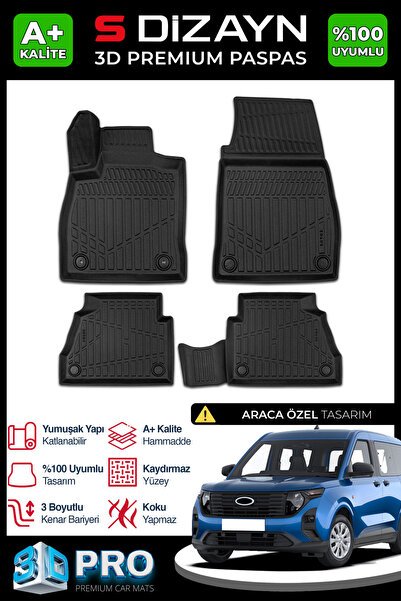 S-Dizayn Ford Courier 3D Pro Havuzlu Paspas 2023 Üzeri A+ Kalite 3DS-SDZ087