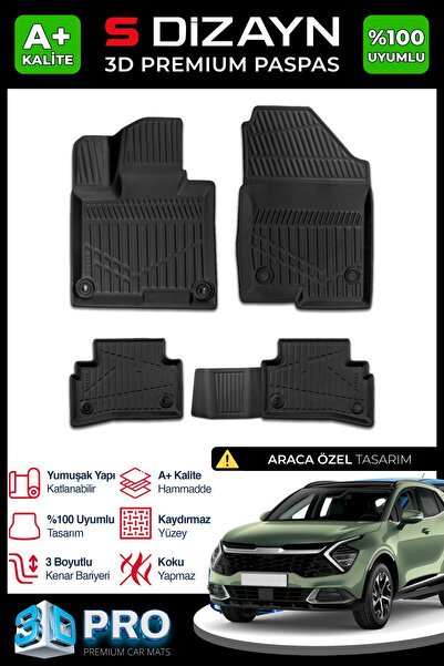 S-Dizayn Kia Sportage 3D Pro Havuzlu Paspas 2022 Üzeri A+ Kalite 3DS-SDZ254