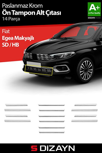 S-Dizayn Fiat Egea Krom Ön Tampon Alt Çıtası Diamond Model 14 Prç. 2020 Üzeri (Parlak Krom) A+ Kalit