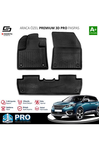 S-Dizayn Peugeot 5008 3D Pro Havuzlu Paspas 2017-2024 A+ Kalite