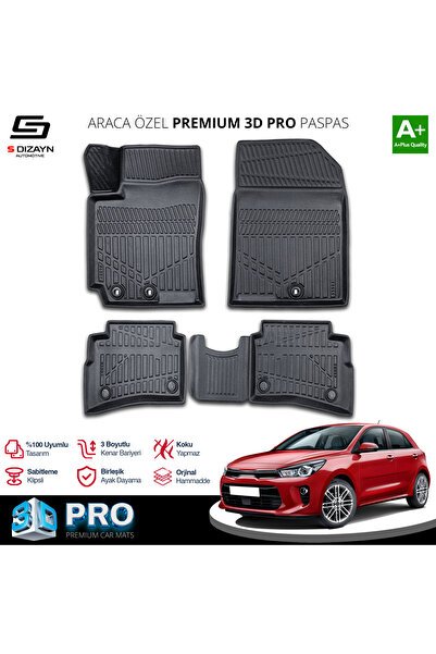 S-Dizayn Kia Rio 3D Pro Havuzlu Paspas 2017-2023 A+ Kalite