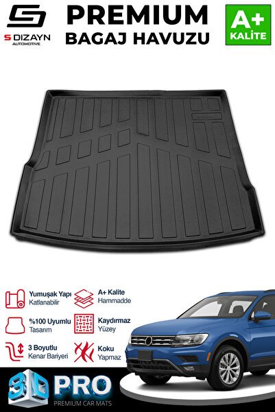 S-Dizayn VW Tiguan 3D Pro Bagaj Havuzu 2016-2023 A+ Kalite