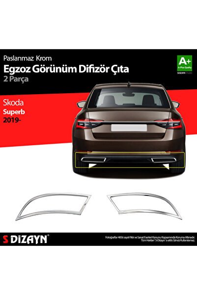 S-Dizayn Skoda Superb Krom Egzoz Çıkışı 2 Parça 2020-2023 7219910