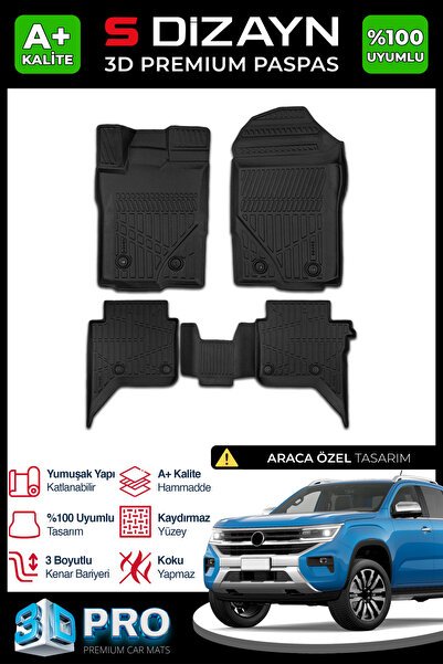 S-Dizayn VW Amarok 3D Pro Havuzlu Paspas 2023 Üzeri A+ Kalite 3DS-SDZ084