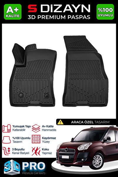 S-Dizayn Fiat Doblo Panelvan 3D Pro Havuzlu Ön 2'li Paspas 2010-2023 A+ Kalite 3DS-SDZ284