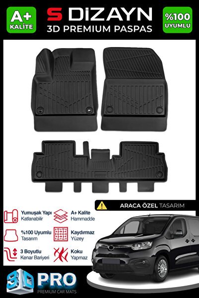 S-Dizayn Toyota Proace City 3D Pro Havuzlu Paspas 2018 Üzeri A+ Kalite 3DS-SDZ018