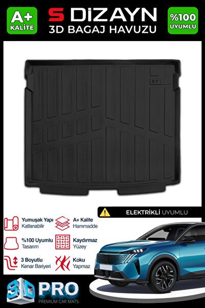 S-Dizayn Peugeot 3008 Elektrikli 3D Pro Bagaj Havuzu 2024 Üzeri A+ Kalite 3BH-SDZ210