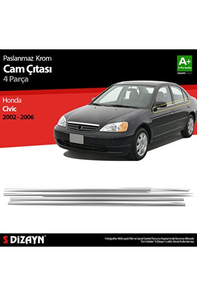 S-Dizayn Honda Civic Krom Cam Çıtası 4 Prç 2002-2006 6117060