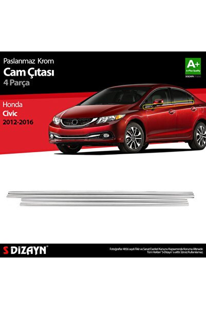 S-Dizayn Honda Civic Krom Cam Çıtası 4 Prç 2012-2016 6120060